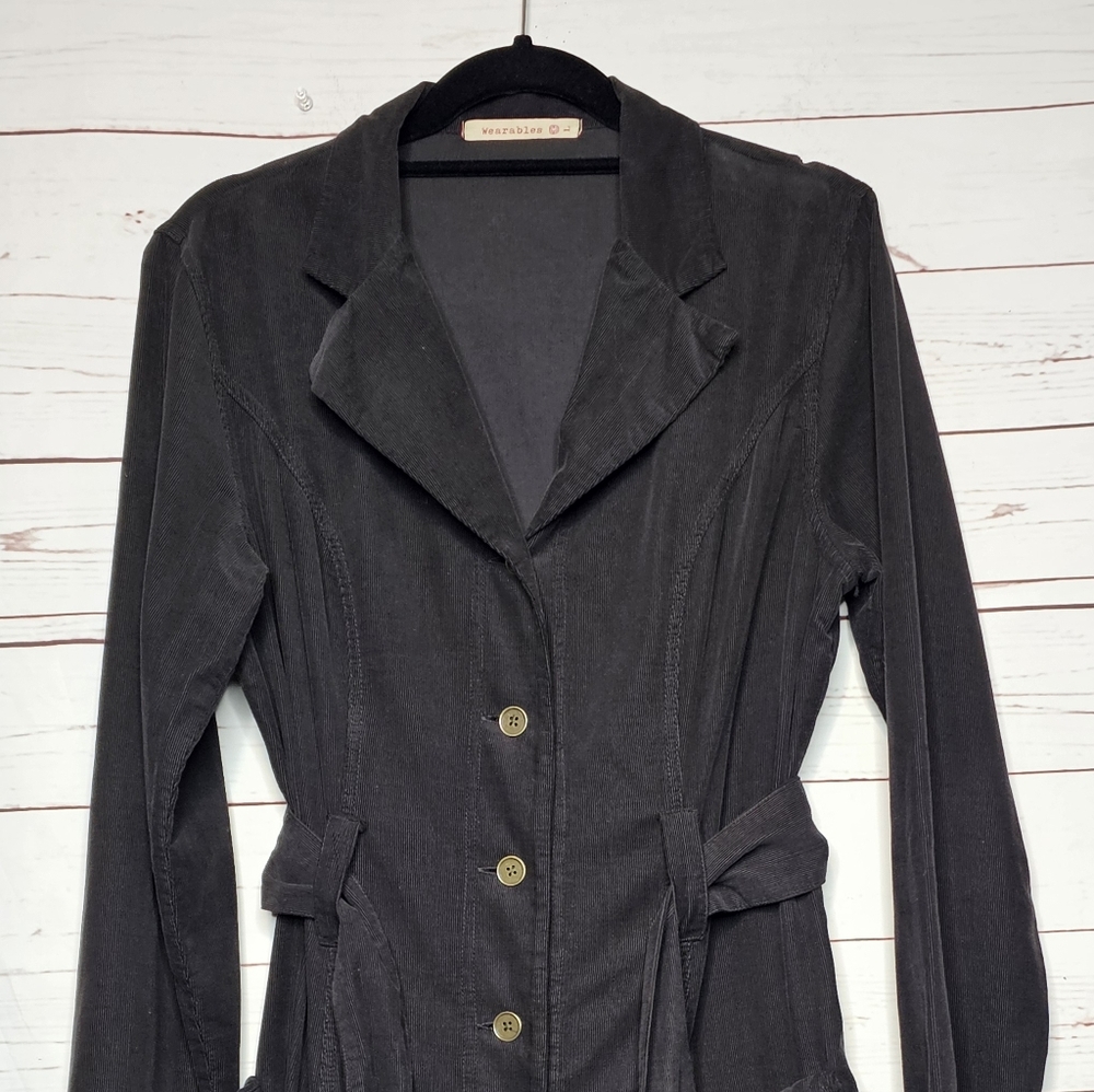 XCVI Wearables Gray Corduroy Belted Midi Coat - Picture 6 of 12
